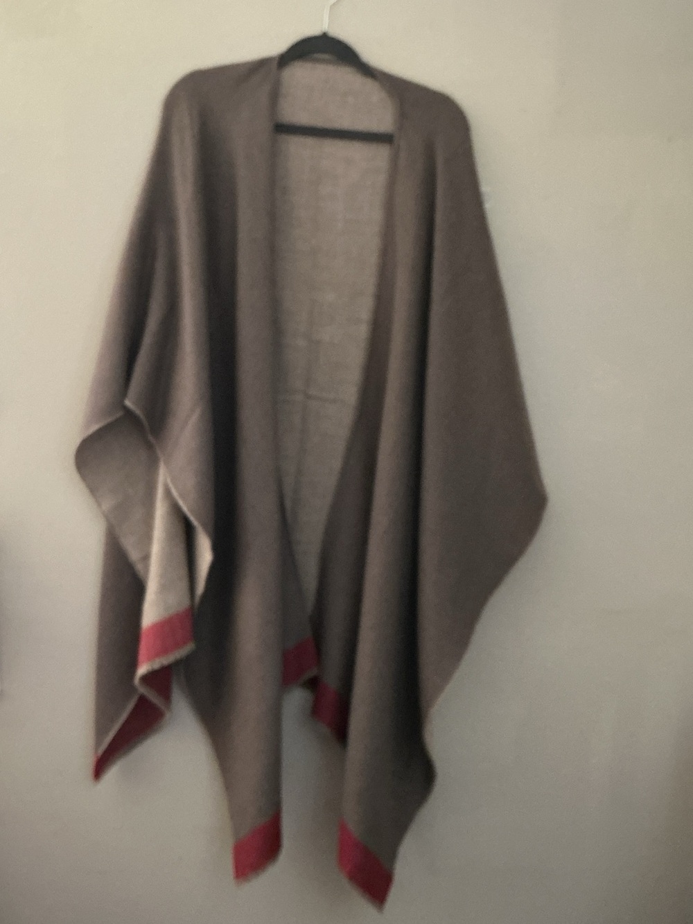 Alicia Adams Alpaca Taupe Wrap with Red Trim